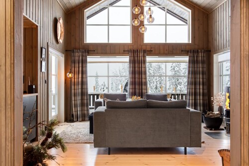 Scenic view with fireplace and EVcharger