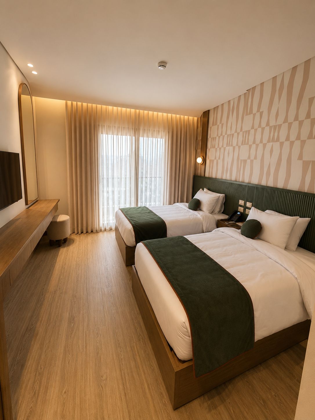 Premium-Apartment, Balkon, Stadtblick | Bettwäsche aus ägyptischer Baumwolle, hochwertige Bettwaren