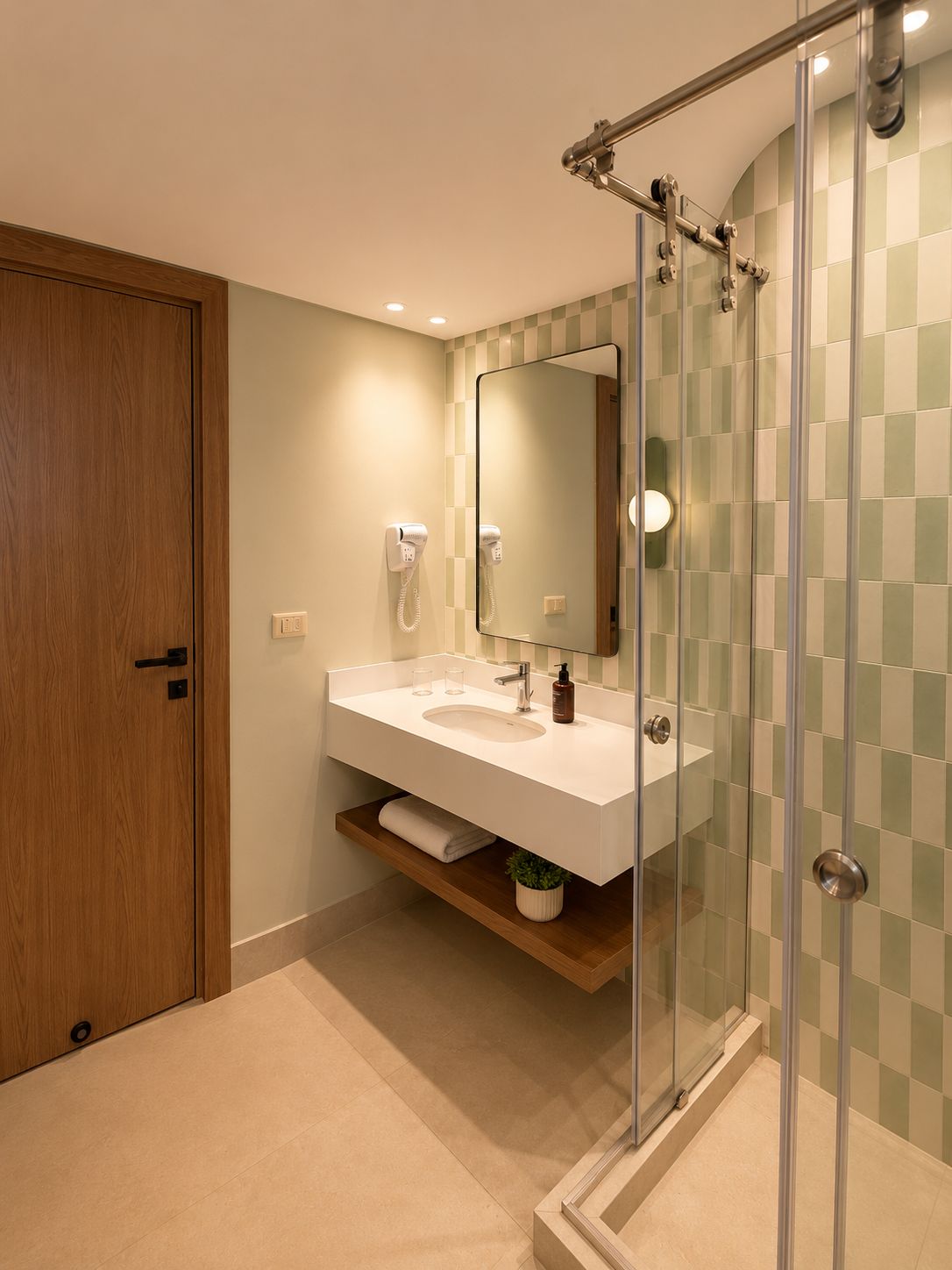 Premium-Apartment, Balkon, Stadtblick | Badezimmer | Dusche, kostenlose Toilettenartikel, Haartrockner, Handtücher