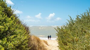 A sandy beach path with dense greenery on both sides, leading to the sea. - Oléon - Confort 2 TV – 5p  (2) (Saint-Georges-d'Oléron)