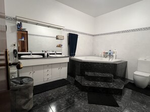 Secadora de cabello, bidet, toallas, shampoo 