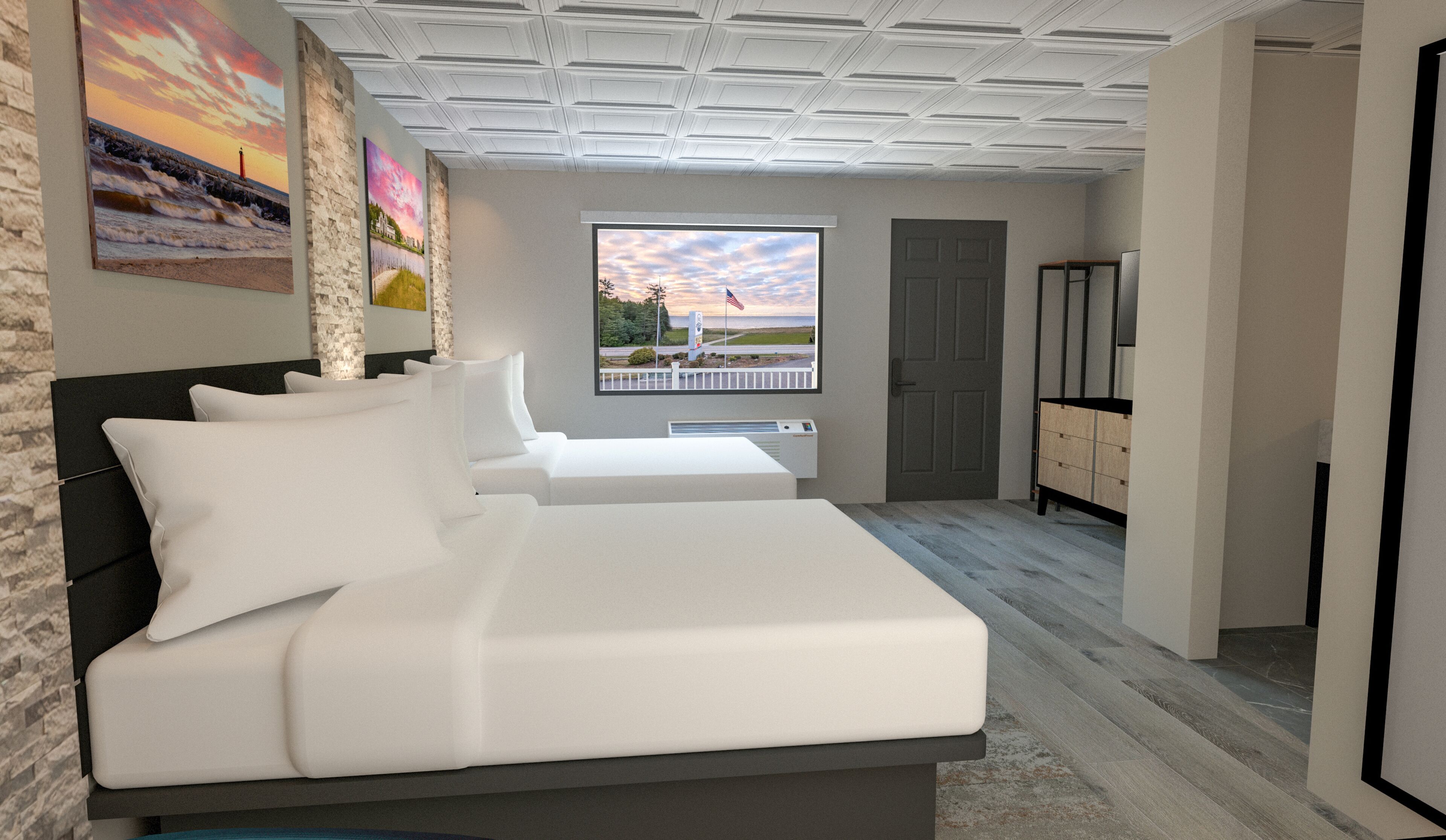 Vierbettzimmer, 2 Queen-Betten, Seeblick