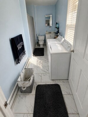 Towels, soap, shampoo, toilet paper