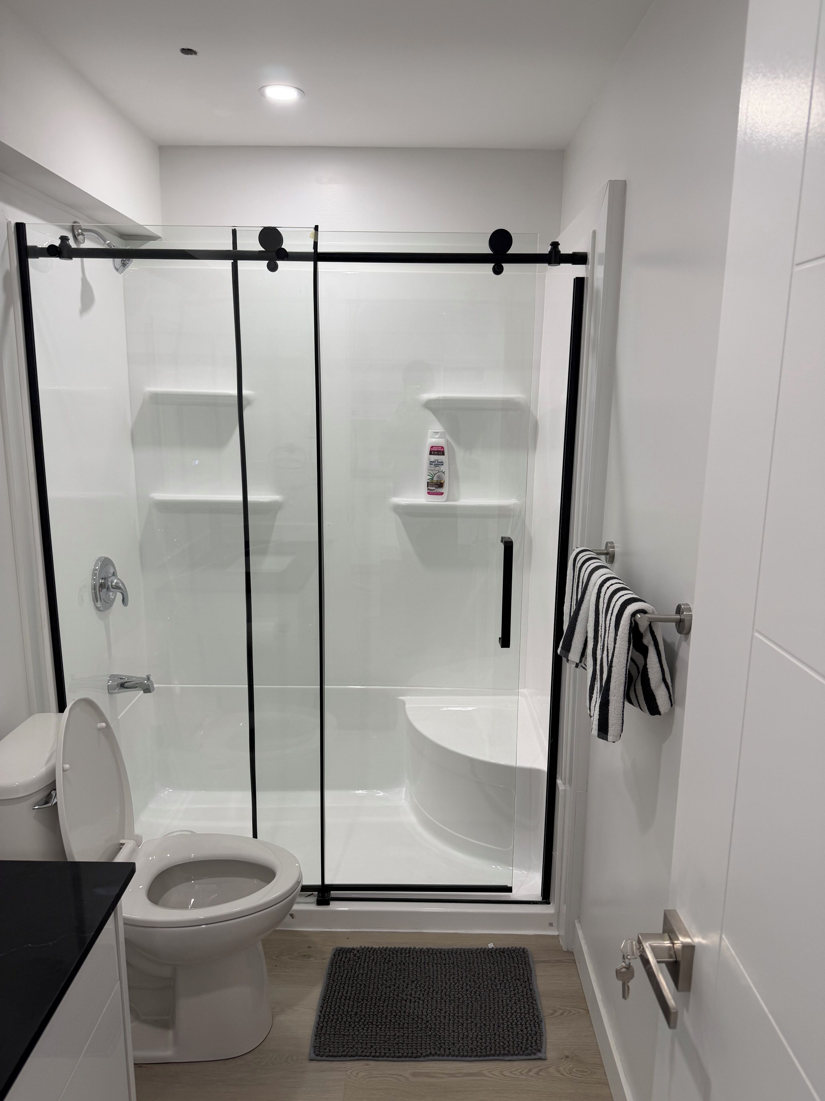 ヘアドライヤー、タオル、石鹸、トイレットペーパー
