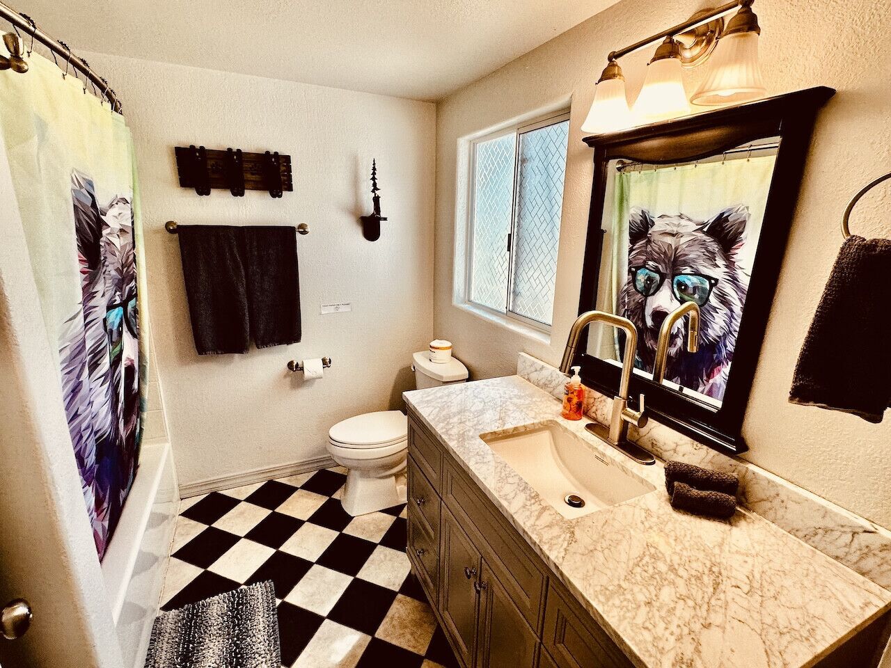 Hair dryer, towels