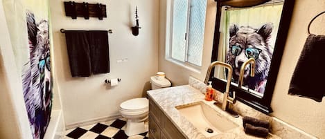 Hair dryer, towels
