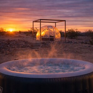 Outdoor spa tub - Stargazing Dome with Hot Tub, E-Scooters, Game Room Retreat (Twentynine Palms)