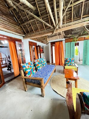 Living area - A-Frame Baobab Treehouse with Terrace (Unguja North Region)