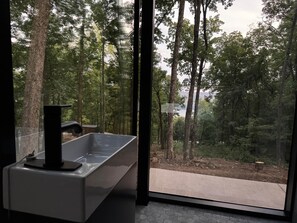 Interior - Luxury Mirror Cabin with Lake View - Storm (Mountainburg)