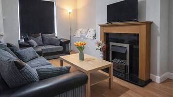 TV, fireplace