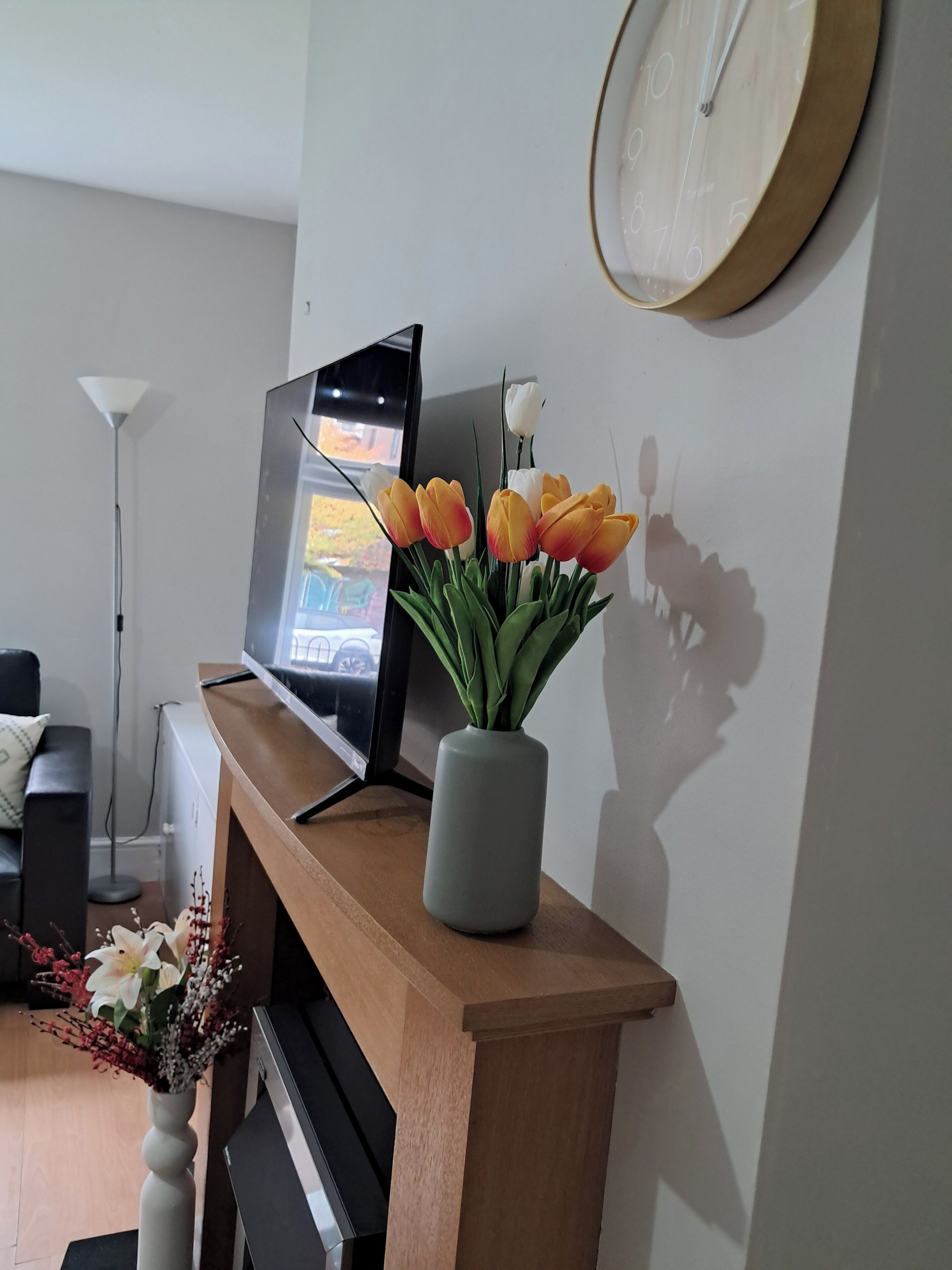TV, fireplace