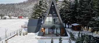 Family mountain retreat with jacuzzi, sauna, playground, and stunning forest views.