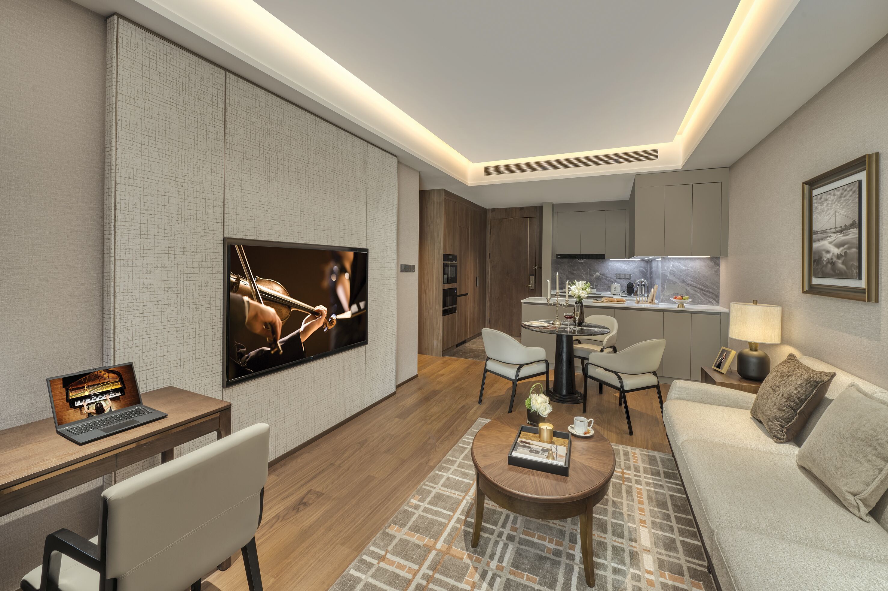 Executive Apartment, 2 Bedrooms, Kitchen | Living area