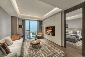Appartement Deluxe, 1 chambre, cuisine | Coin séjour
