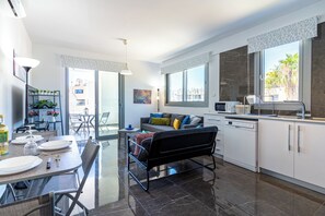 Apartment, 1 Bedroom, Kitchen, City View | Living area | Smart TV, Netflix, streaming services - Kmeidos 1-BR Apt & Balcony in Larnaca (Larnaca)