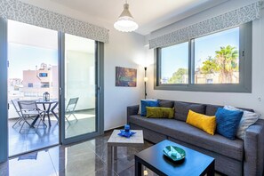 Apartment, 1 Bedroom, Kitchen, City View | Living area | Smart TV, Netflix, streaming services - Kmeidos 1-BR Apt & Balcony in Larnaca (Larnaca)