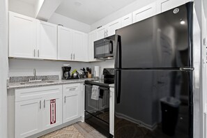 Fridge, microwave, oven, dishwasher