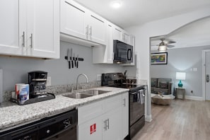 Fridge, microwave, oven, dishwasher