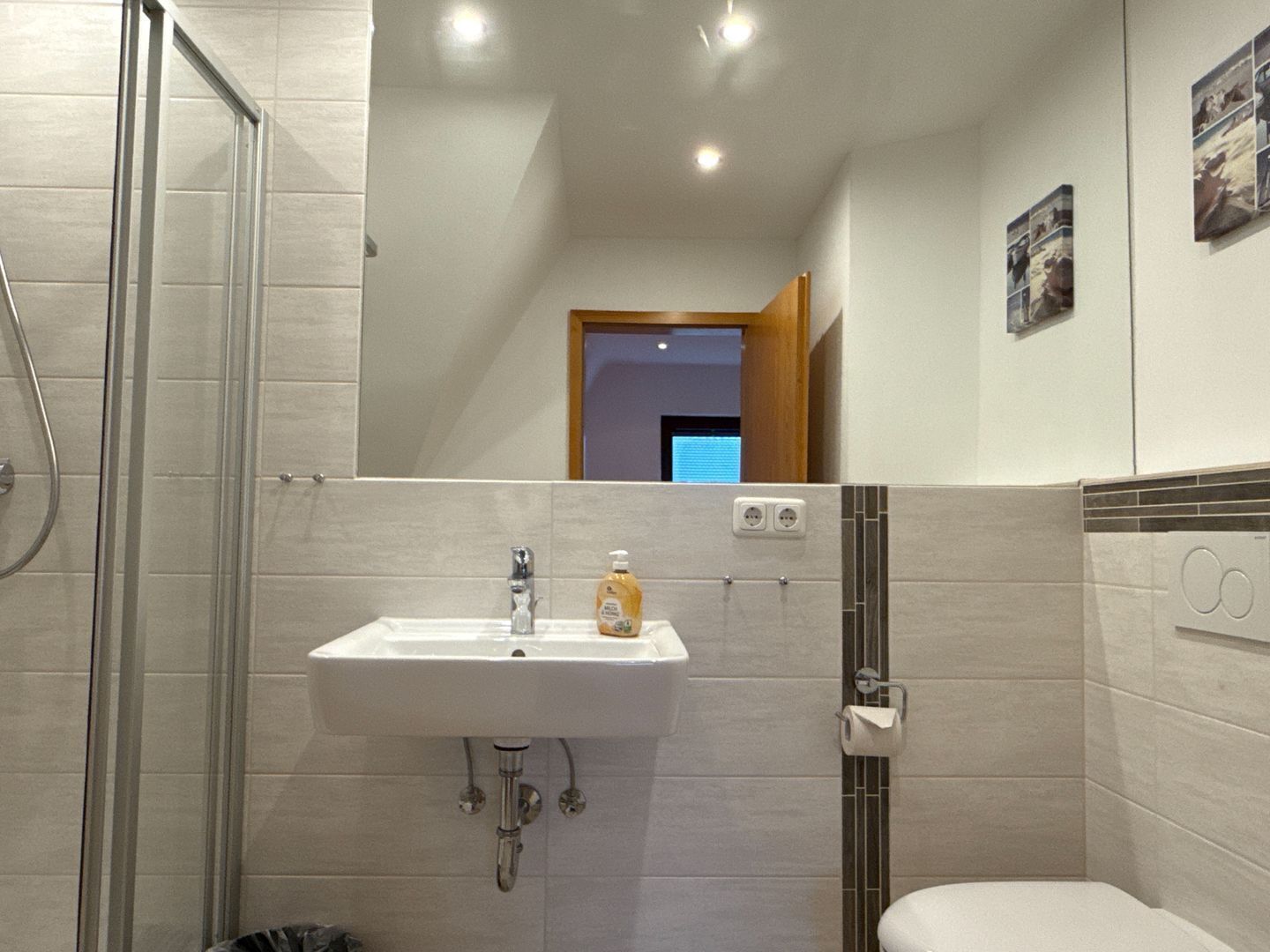 Dusche, Haartrockner, Handtücher