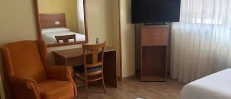 Desk, blackout curtains, free WiFi