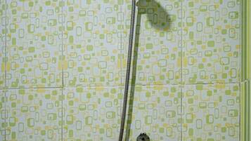 Regadera, toallas, jabón, shampoo