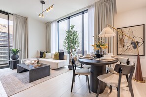 Dining - Upscale 2BR, Minutes Drive to Burj Al Arab - Binghatti Venus, Jumeirah Village Circle (Dubai)