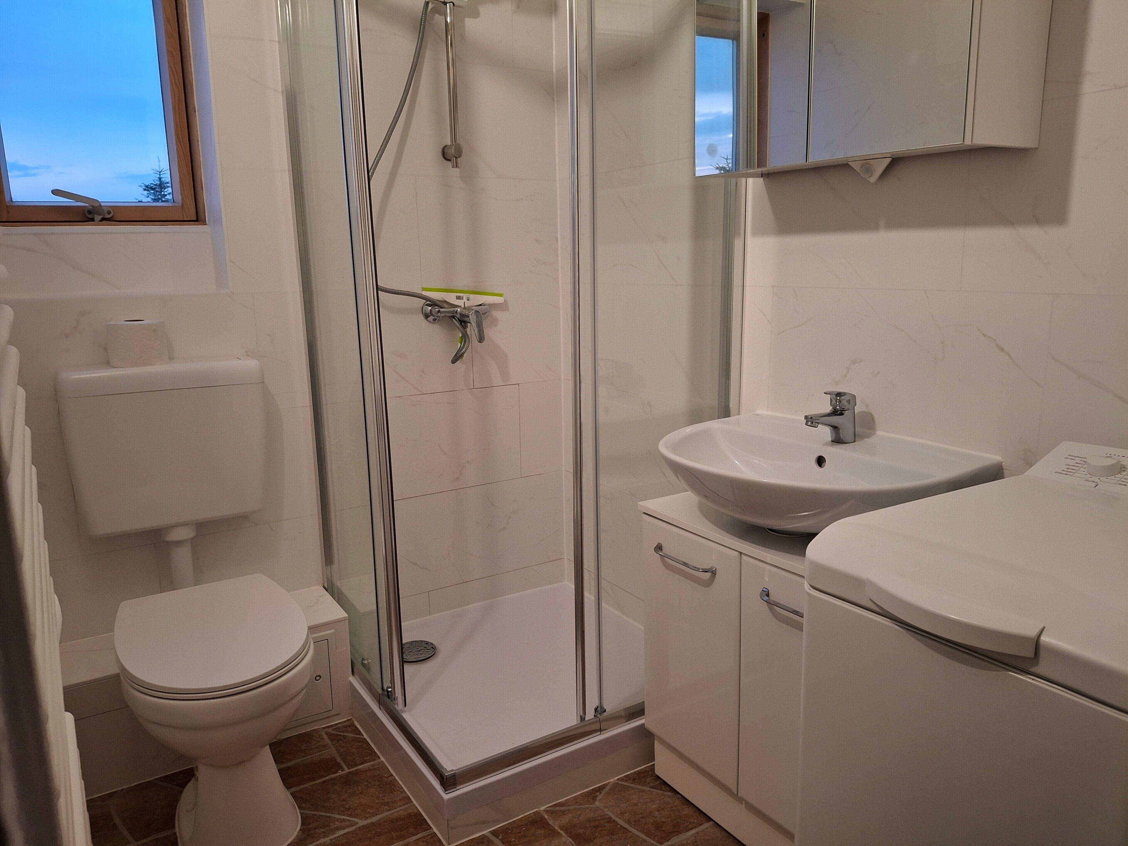 Dusche, Haartrockner, Handtücher