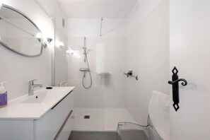 Dusche, Haartrockner, Handtücher