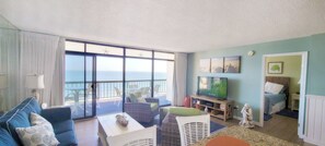 TV, DVD player - Bright, comfortable 2 bedroom oceanfront condo with free WiFi, coastal decor, and an amazing view of the ocean from the balcony located uptown mere steps to the beach! (Ocean City)