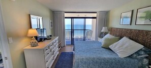 WiFi, bed sheets - Bright, comfortable 2 bedroom oceanfront condo with free WiFi, coastal decor, and an amazing view of the ocean from the balcony located uptown mere steps to the beach! (Ocean City)