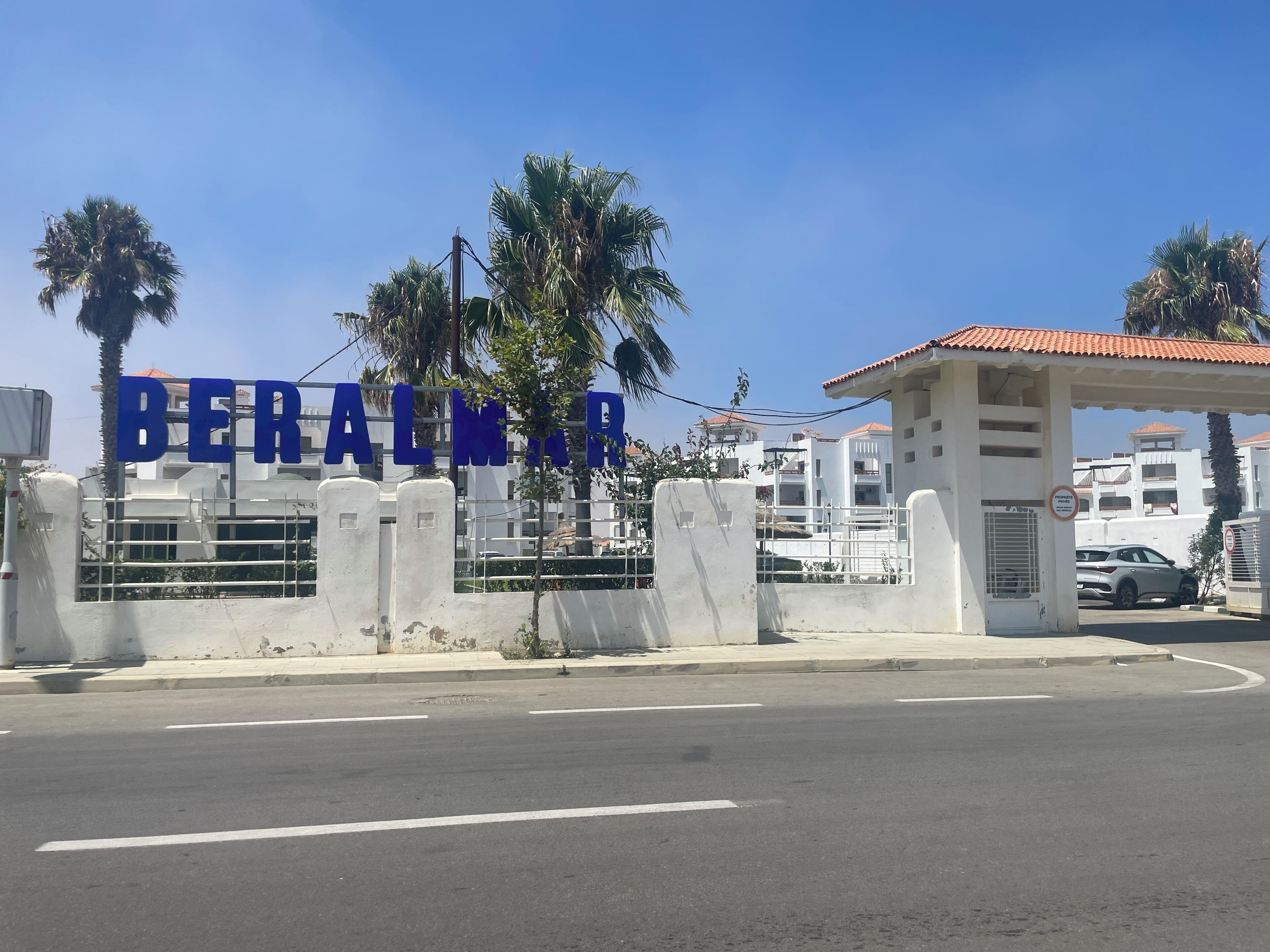A gated entrance with a sign reading 'BERALMOR.'