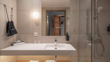 Shower, free toiletries, hair dryer (on request), towels
