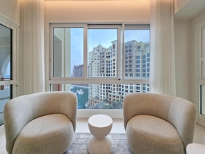 Classic Apartment, 2 Bedrooms, Balcony, Partial Sea View | Living area - Marina Residence - Mint Stay (Dubai)