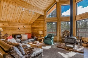 Fireplace, offices - Terrific Mountain Escape with Wood-Burning Fireplace, Easy Ski Access (Soda Springs)