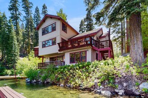 Exterior - Terrific lakefront gem with private hot tub, dock & beach - near skiing & town (Truckee)