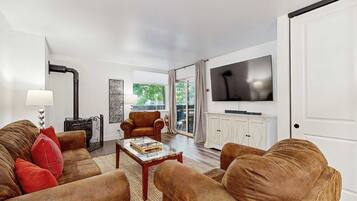 TV, fireplace, offices
