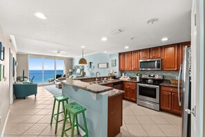 Fridge, microwave, oven, stovetop - Beachfront 2BR Condo at Palazzo 806 | Gulf Views | Balcony | Resort Pool (Panama City Beach)