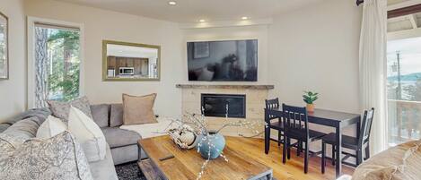 TV, fireplace, offices