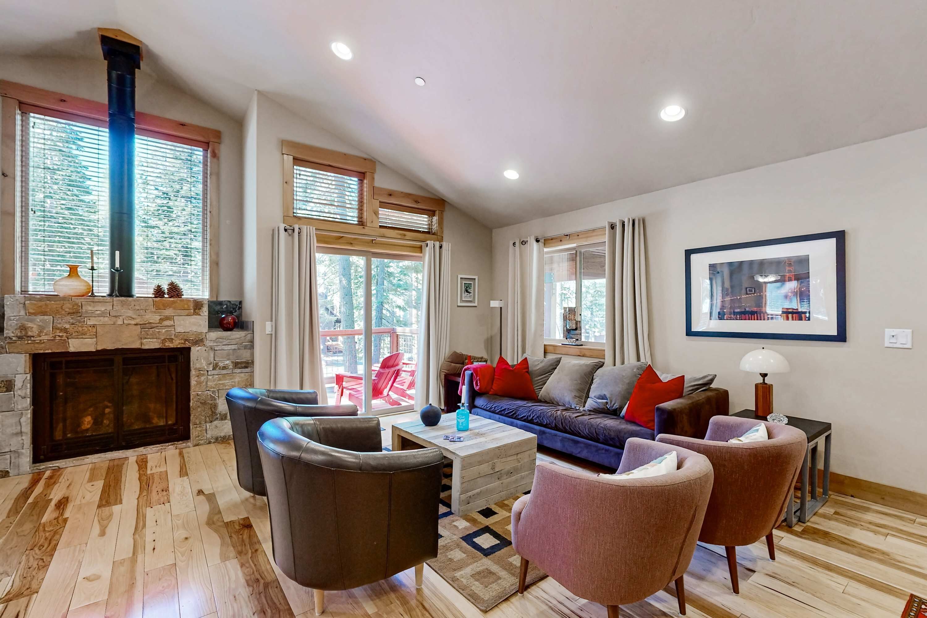 TV, fireplace, video games, DVD player
