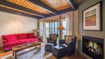 TV, fireplace, foosball, offices
