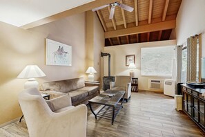 TV, fireplace, offices - Third-floor condo with loft, hot tub, heated outdoor pool, WiFi, & fireplace (South Lake Tahoe)