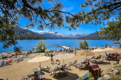 Superb lakefront home with mountain & lake views, fireplace, tennis & washer&dryer