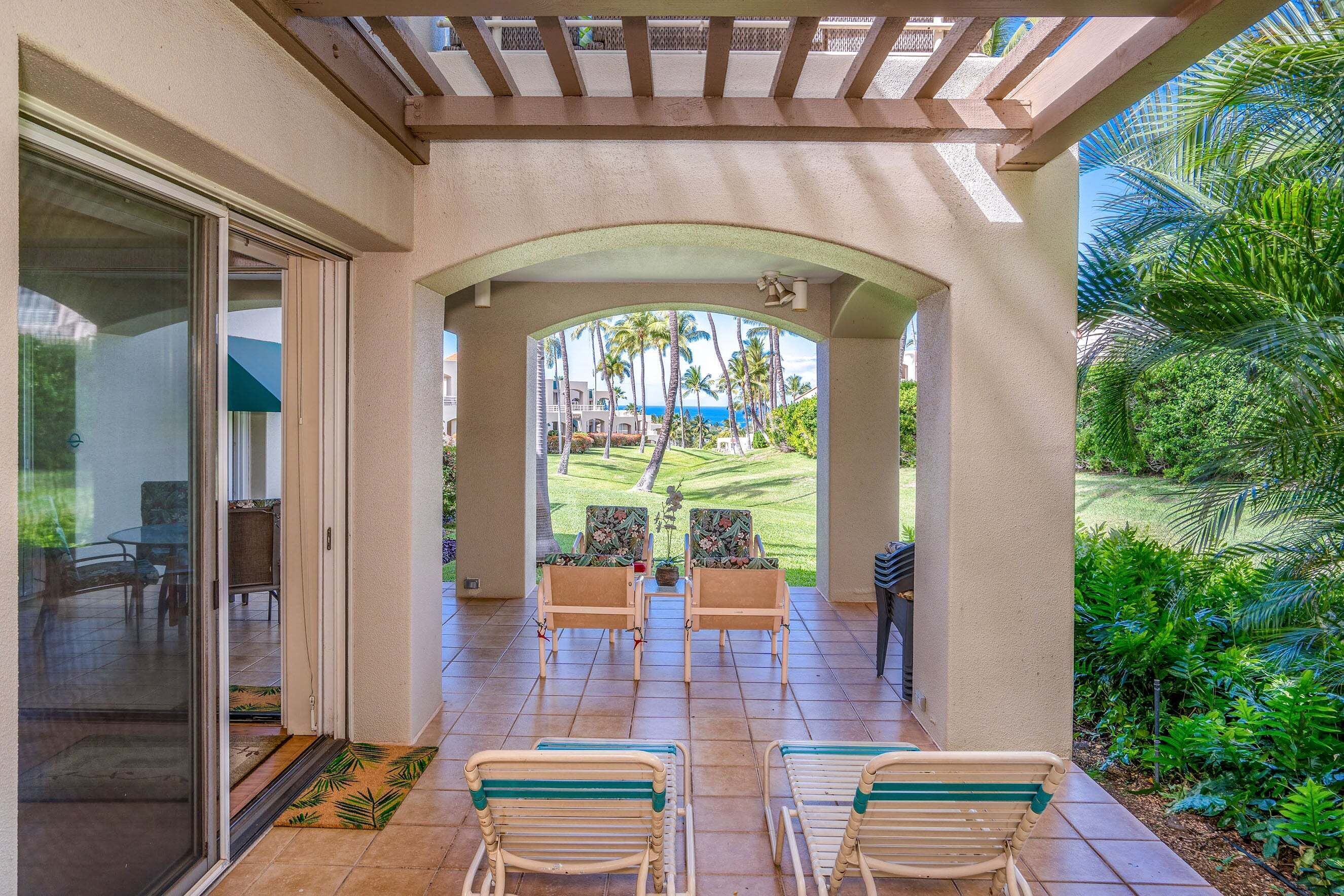 Condo, Plusieurs lits, patio, vue sur le jardin (The Palms at Wailea 101) | Terrasse/patio
