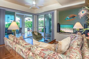 Condo, Multiple Beds, Patio, Garden View (The Palms at Wailea 101) | Living area