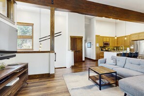 TV, fireplace, offices