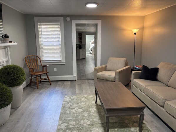 Living area - Spacious Comfy 1-Bedroom Apt ~ Dover / Portsmouth ~ Free Wine ~ AC / Heat (Dover)