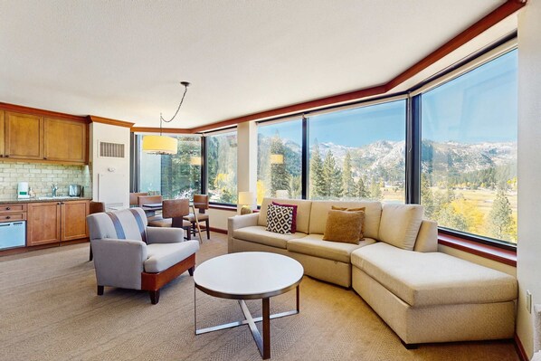 Fireplace - Resort at Squaw Creek corner unit with sweeping valley views (Olympic Valley)