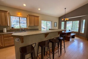 Fridge, microwave, oven, stovetop - Large Mountain Home with Deck Views of Ski Resort, Near Hiking, Dog-Friendly (South Lake Tahoe)