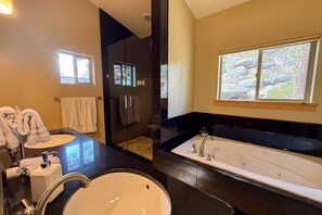 Shower, hair dryer, towels - Large Mountain Home with Deck Views of Ski Resort, Near Hiking, Dog-Friendly (South Lake Tahoe)
