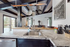Fridge, microwave, oven, stovetop - Walk to Ski Lift - Modern Top-Floor Mountain-View Getaway Near Scenic Trails (Alpine Meadows)